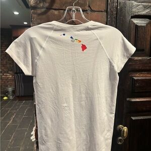 Lululemon Swiftly Hawaii White Short Sleeve T-Shirt with Colorful back logo